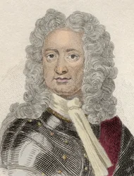 Muotokuva Charles Mordauntista (n. 1658-1735), Peterboroughin 3. jaarlista ja Monmouthin 1. jaarlista, englantilaisdiplomaatti ja armeija. Kaiverrus 1800-luvulta.