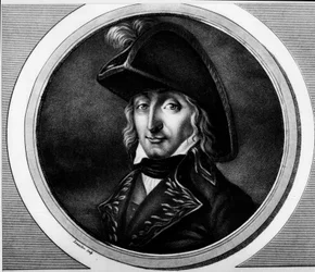 Charles Pierre Francois Augereaun muotokuva, ranskalainen kenraali (1757-1816). Kaiverrus "" Täydellinen kokoelma Ranskan vallankumouksen historiallisia maalauksia, kolme osaa.""" 1804.