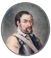 Muotokuva Chevalier de Bayardista (Pierre Terrail, Bayardin seigneur) (1475-1524), ranskalainen sotilas.