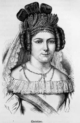 Muotokuva Christine de Suedesta nimeltä Queen Christine (1626-1689).