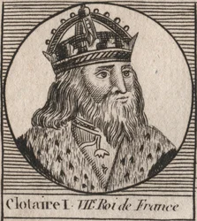 Clothaire I:n (497 - 561), Neutrian kuninkaan ja frankkien kuninkaan muotokuva - Clothar I, frankkien kuningas - kaiverrus Charles Constant Le Tellierin kirjasta "Instruction sur l