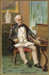 Muotokuva Daniel François Esprit Auberista (1782-1871), ranskalaisesta säveltäjästä. Kromolitografia 1800-luku.