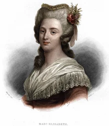 Muotokuva: Elisabeth Filippiiniläinen Marie Hélène Ranskasta, joka tunnetaan nimellä "Madame Elisabeth", kuningas Ludvig XVI:n (1764-1794) sisar