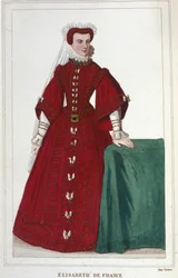 Muotokuva Elisabeth Ranskasta 1545 - 1568 Henrik II:n ja Katariina Medicin tytär (Caterina de Medici) kaiverrus vuodelta 1830
