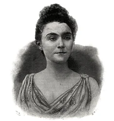 Emma Lauren muotokuva Esther Guilbert, nimi Yvette Guilbert (1865-1944) Kahvikonsertin ranskalainen laulaja - Kaiverrus 1892