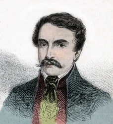 Ferenc Deakin (1803-1876), unkarilaisen poliitikon muotokuva - Kaiverrus kirjasta "Kunnollinen maailma"