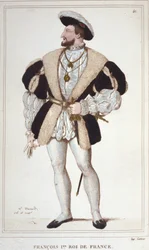 Francois I:n muotokuva (1494 - 1547) Kaiverrus vuodelta 1830