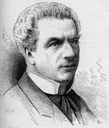 Muotokuva Frederic Febvrestä (1833-1916), ranskalaisesta koomikosta, Comedie Francaisen jäsenestä. Kaiverrus "" Le Monde Illustré" -julkaisussa n¡1168, 16. elokuuta 1879.