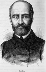 Giuseppe Mazzinin muotokuva, italialainen patriootti ja vallankumouksellinen (1805 tai 1808 - 1872)