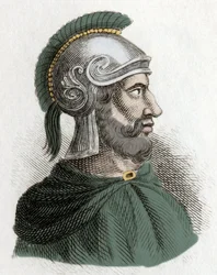 Hamilkar Barkasin (tai Barcasin) muotokuva (n. 275-228 eKr.), valtiomies ja karthagolainen sotapäällikkö, barkidien dynastian perustaja ja Hannibalin isä. Kaiverrus 1800-luvulta.