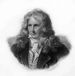 Muotokuva Henri Bernardin de Saint Pierrestä (Saint-Pierre tai St-Pierre), ranskalainen kirjailija (1737-1814), kaiverrus 1800-luvulta.