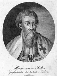 Teutoniritarikunnan suurmestarin Hermann von Salzan (1170 - 1239) muotokuva.
