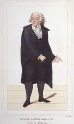 Honore Gabrielin (Honore-Gabriel) Riquetin, Mirabeaun jaarlin (1749-1791), ranskalaisen poliitikon muotokuva. kaiverrus vuodelta 1830