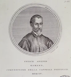 Muotokuva italialaisesta säveltäjästä Felice Aneriosta (kaiverrus