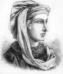 Kuningas Kaarle VII:n hopeataiteilijan Jacques Coeurin (noin 1400-1456) muotokuva. Kaiverrus 1800-luvulta.