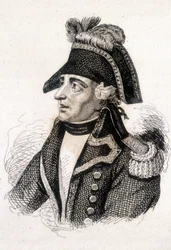 Muotokuva Jacques Francois Coquillesta, dit Dugommier (1739 - 1794), ranskalaisesta kenraalista. Kaiverrus 1800-luku.