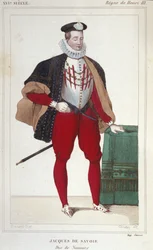 Jacques de Savoie Nemoursin (1531-1585), Geneven kreivin ja Nemoursin herttuan muotokuva vuosina 1533-1585. Kaiverrus vuodelta 1830.