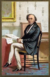 Jakob Liebmann Meyerbeerin (1791-1864), saksalaisen säveltäjän muotokuva. 1800-luvun lopun kromolitografia.
