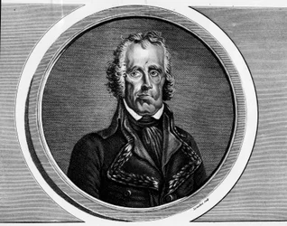 Muotokuva Jean Nicolas Houchardista (1738-1793), kenraali francais. Kaiverrus "" Täydellinen kokoelma Ranskan vallankumouksen historiallisia maalauksia, kolme osaa.""" 1804.