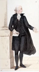 Jean Sylvain BAILLYn (1736-1793) muotokuva, kirjailija, tähtitieteilijä ja poliitikko, joka valittiin Académie francaiseen. Erityisesti tähtitieteen historian kirjoittaja. Hänet giljotinoitiin, koska hän auttoi Louis XVI:n pakoon. Kaiverrus vuodelta 1830.