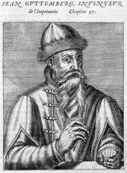 Johannes Gutenbergin (1400-1468) muotokuva.