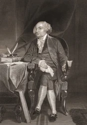 Muotokuva John Adamsista (1735-1826), amerikkalainen valtiomies ja Yhdysvaltain toinen presidentti. Kaiverrus 1800-luvulta