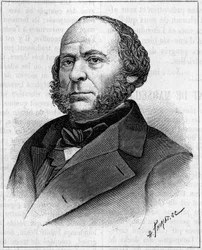 Muotokuva John Ericssonista (1803-1889), ruotsalaista alkuperää olevasta yhdysvaltalaisesta insinööristä ja keksijästä. Kaiverrus "" Luontoon: katsaus tieteisiin ja niiden sovelluksiin taiteeseen ja teollisuuteen "", 27. huhtikuuta 1889.