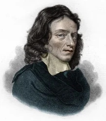 John Miltonin muotokuva, englantilainen runoilija ja esseisti (1608 - 1674)