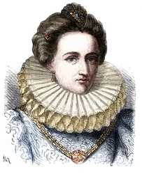 Muotokuva Leonora Dorista (tai Dosista) nimeltä Galigai, Ankkurin marechale (1568-1617). Hänellä on mansikkakaulus - Henri Martinin "" Histoire de France populaire" -kirjassa