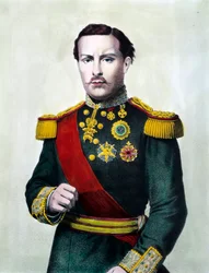 Portugalin Ludvig I:n (1838-1889) muotokuva Portugalin kuninkaan kaiverrus 1800-luvulta Yksityinen kokoelma