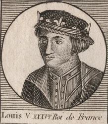 Ludvig V le Faineantin (967-987), Ranskan kuninkaan muotokuva - Louis V Indolent (967-987) - kaiverrus Charles Constant Le Tellierin kirjasta "Instruction sur l’Histoire de France" 1821