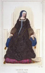 Louise de Savoien, Angoulenen herttuattaren ja Francois I:n äidin (1476 - 1531) muotokuva, kaiverrus vuodelta 1830