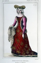 Alençonin herttuattaren Lorraine Vaudémontin muotokuva Margueritesta (1463 - 1521).