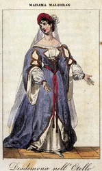Muotokuva Maria Garciasta nimeltä Malibran (1808-1836) laulaja Desdemonen roolissa Gioachino Rossinin "" Othello " (Otello) -teatterissa. Teatro alla Scala 1833.