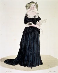 Muotokuva Marie de Rabutin-Chantalista (Rabutin Chantal), Marquise de Sevigne dit Madame de Sevigne (1626-1696), kirjainnainen. Kaiverrus yksityinen kokoelma