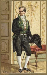 Marquis Pierre Simon de Laplacen (1749-1827), ranskalaisen tähtitieteilijän, matemaatikon ja fyysikon muotokuva. 1800-luvun kromolitografia.