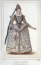 Muotokuva Maria Medicistä (1573 - 1642), Henrik IV:n vaimo ja Ludvig XIII:n äiti. Kaiverrus vuodelta 1830
