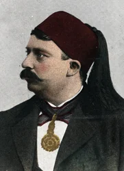 Naceur Beyn (Mohamed el-Naceur Bey) (1855-1922) Tunisin beyn (Muhammad V an-Nasir Husainid Bey of Tunis) muotokuva 1900-luvun alun kromolitografia