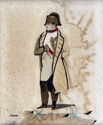 Napoleon I:n muotokuva (käsi vatsalla) - Kaiverrus kankaalla