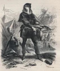 Flanderin talonpojan ja Flanderin talonpoikaiskapinan (1325-1328) johtajan Nicolaas Zannekinin (? -1328) muotokuva - Nicolaas Zannekin, myös Nicolas Zanekin tai Zannequin, tribuuni ja flaamilainen seikkailija, Flanderin kreiviä vastaan suunnatun