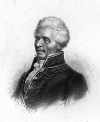 Pierre Simonin, Marquis de Laplacen, tähtitieteilijän (1749 - 1827) muotokuva, kaiverrus 1833.