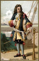 Muotokuva Rene Duguay Trouinista (Duguay-Trouin) (Rene Trouin du Gue dit) (1673-1736), ranskalaisesta merimiehestä. 1800-luvun kromolitografia.