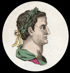 Rooman keisarin Servius Sulpicius Galban (3 eKr.–69 jKr.) muotokuva. 1800-luvun kaiverrus