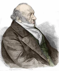 Muotokuva Sir Moses Montefioresta (1784-1885), englantilainen pankkiiri ja filantrooppi, italialaista alkuperää. kaiverrus vuodelta 1867.