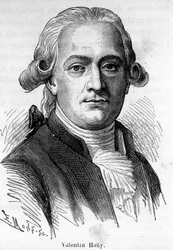 Muotokuva Valentin Hauysta, ranskalaisesta pedagogista (1745-1822), hän omistautui sokeiden koulutukselle.