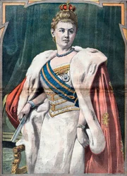 Muotokuva Wilhelmiinasta, Alankomaiden kuningattaresta vuosina 1890-1948 (vedos) (kuva)