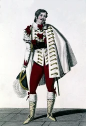 Muotokuva tenori Louis Antoine Ponchardista (1787 - 1866) Lisbergin kreivin roolissa Auberin "Lumi" tai "Uusi Ewinard"