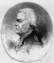 Muotokuva Grassen kreivistä (Francois Joseph Paul, Marquis de Grasse Tilly) (1722-1788), Ranskan amiraali, joka osallistui Amerikan vapaussotaan (1775-1783). Kaiverrus vuodelta 1881.