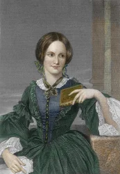 Englantilaisen kirjailijan Charlotte Bronten (1816-1855) muotokuva (englannin kirjailijan Charlotte Bronten muotokuva) Kaiverrus 1800-luku Yksityinen kokoelma