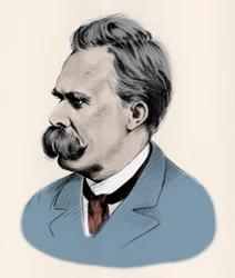 Muotokuva saksalaisesta filosofista Friedrich Nietzschestä (1844-1900).
